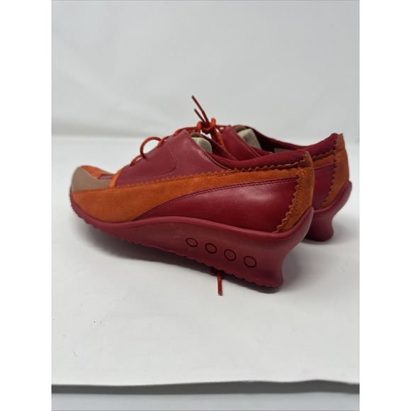 Y2K 90s XOXO Women\'s Red Orange Leather Platform Wedge Oxford Shoes | Size: 7.5